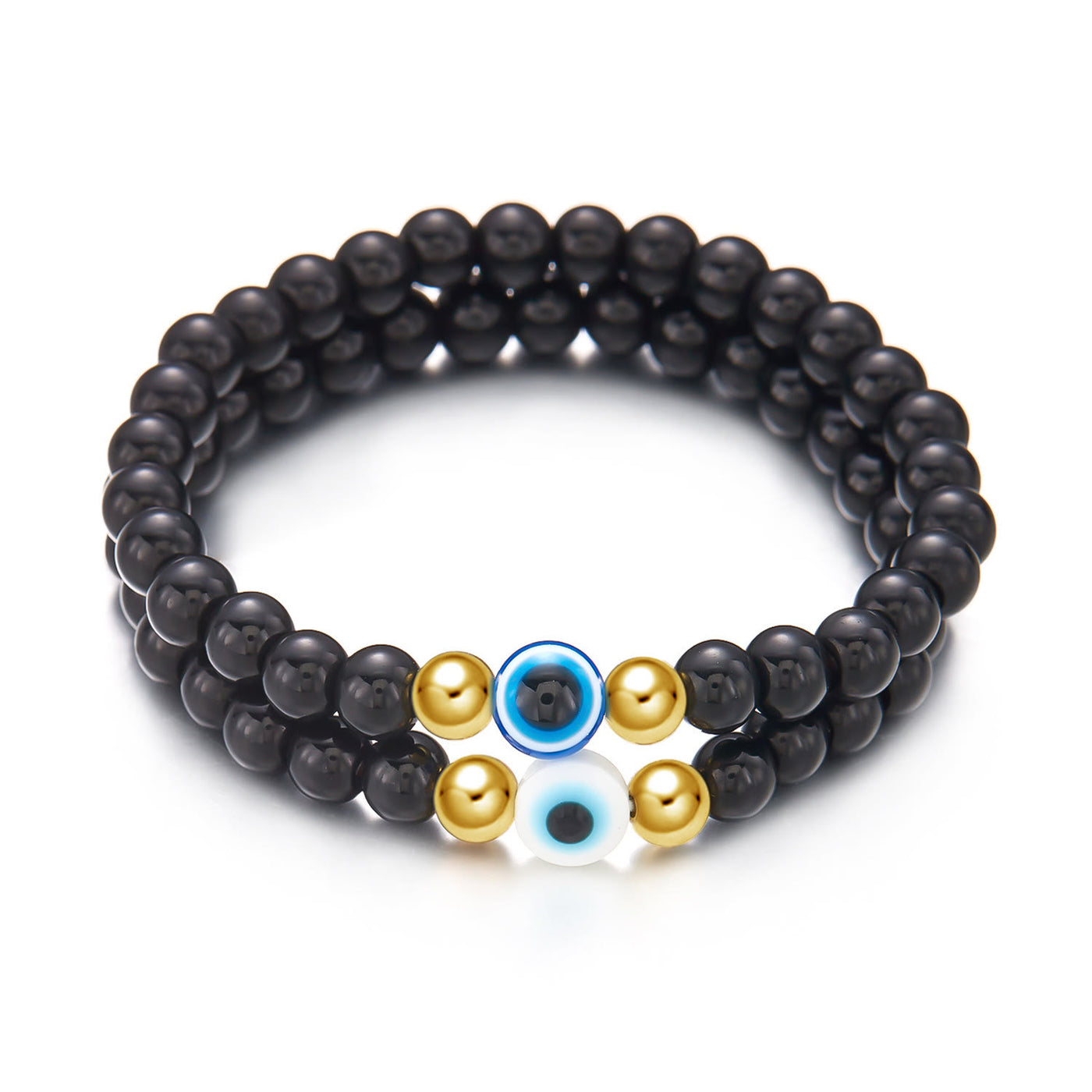 Olivenorma Hematite Obsidian Tiger Eye Evil Eye Beads Bracelet