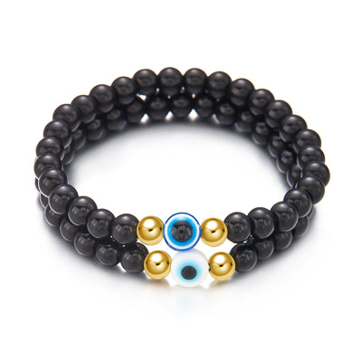 Olivenorma Hematite Obsidian Tiger Eye Evil Eye Beads Bracelet