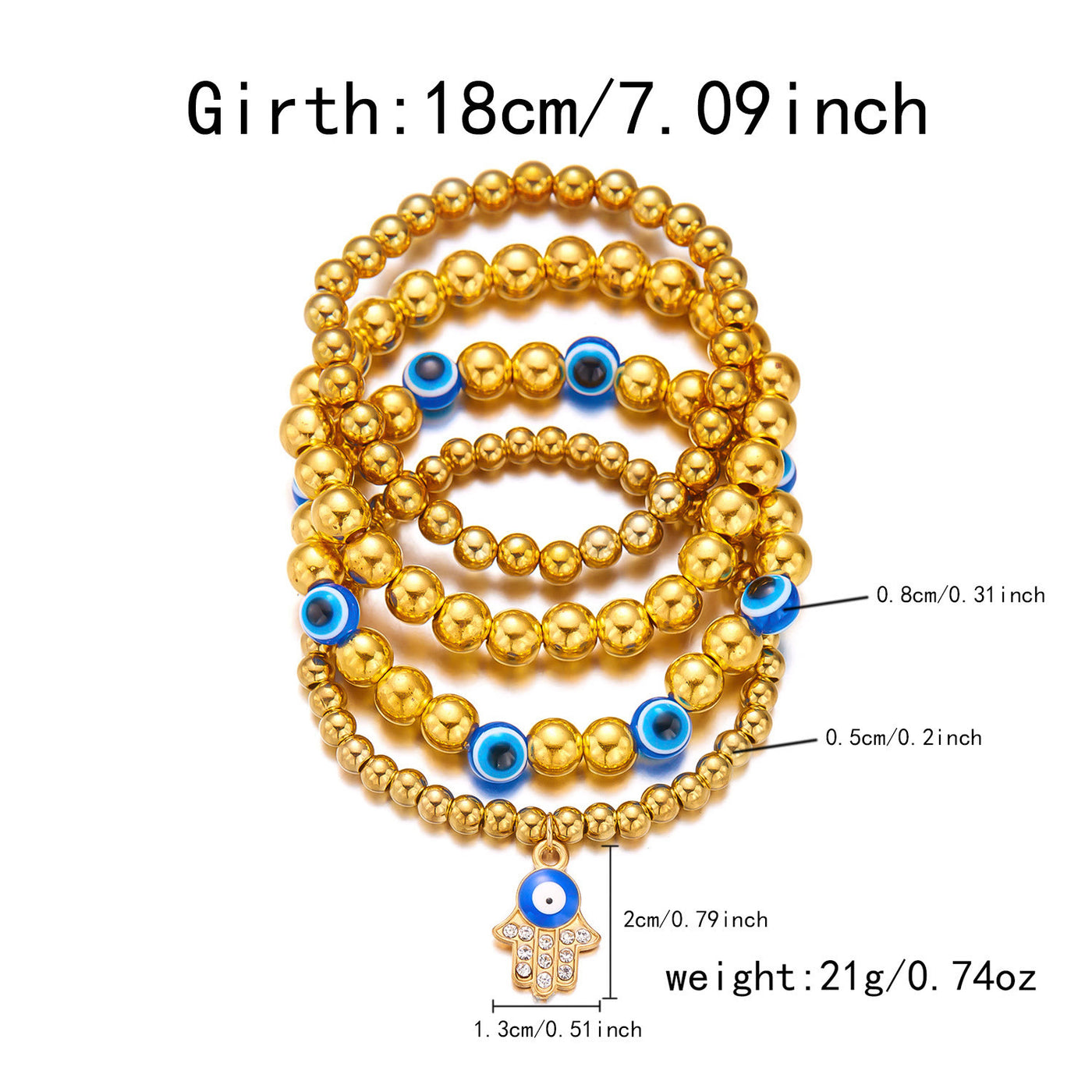 Olivenorma Hematite Obsidian Tiger Eye Evil Eye Beads Bracelet
