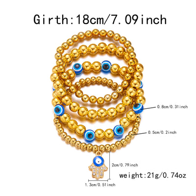 Olivenorma Hematite Obsidian Tiger Eye Evil Eye Beads Bracelet
