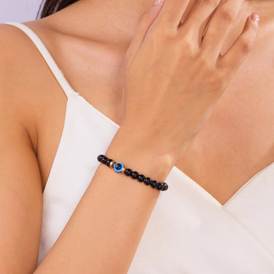 Olivenorma Hematite Obsidian Tiger Eye Evil Eye Beads Bracelet