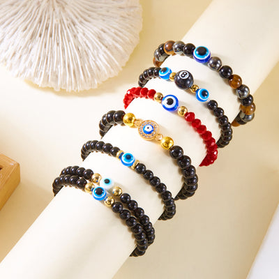 Olivenorma Hematite Obsidian Tiger Eye Evil Eye Beads Bracelet
