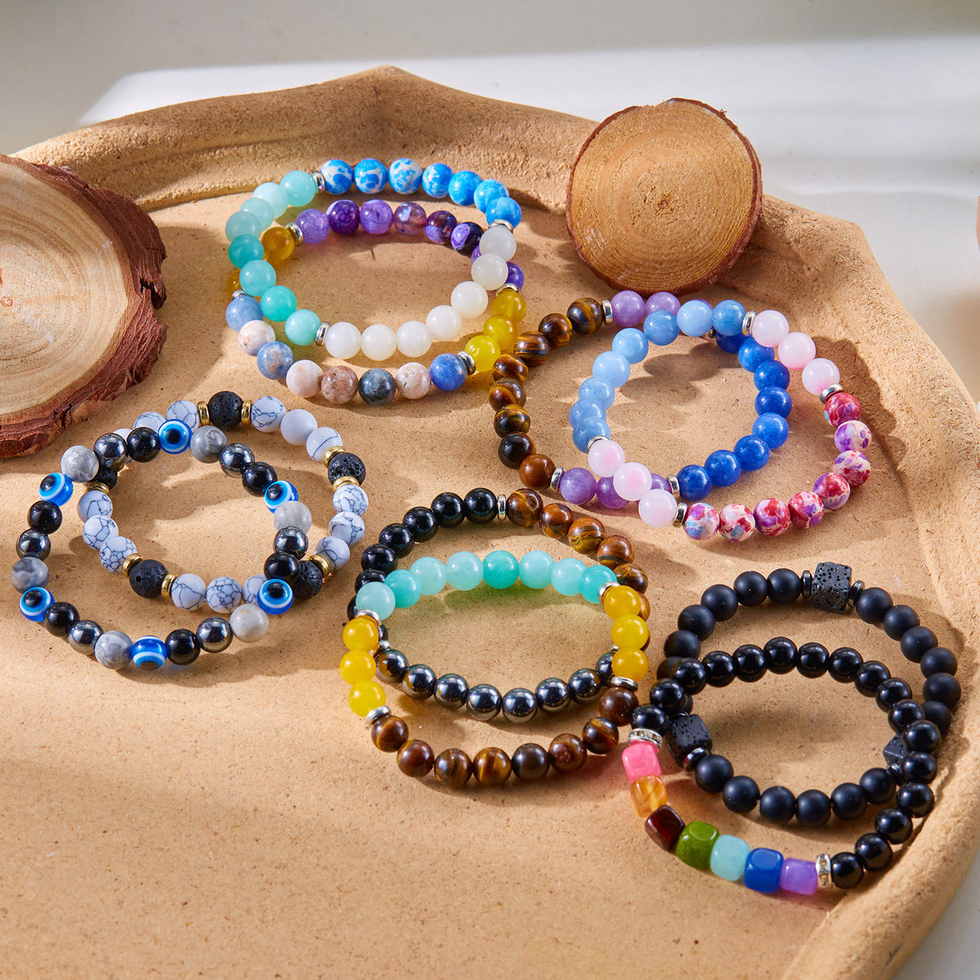 Olivenorma 8mm Natural Stone Beads Good Luck Bracelet