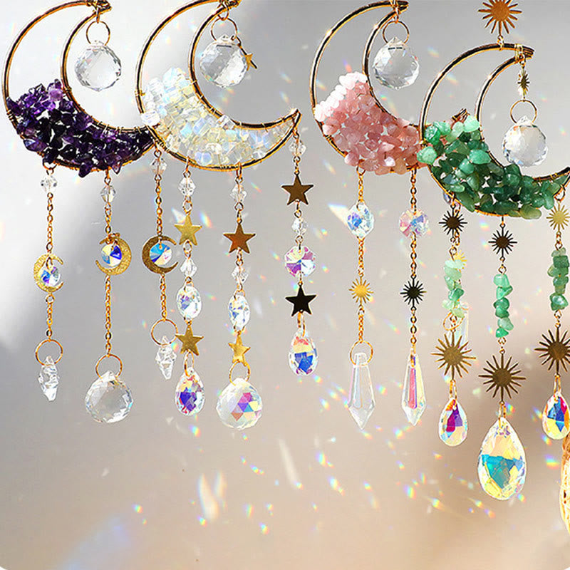 Olivenorma Natural Stone Moon Pendant Wind Chime