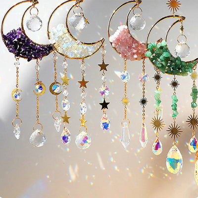 Olivenorma Natural Stone Moon Pendant Wind Chime