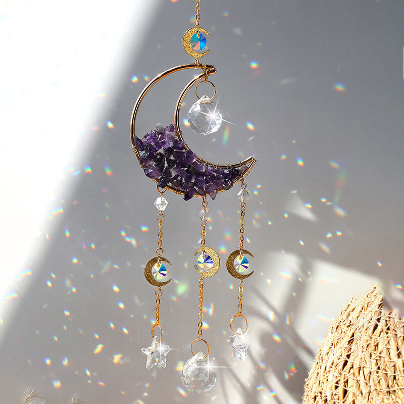 Olivenorma Natural Stone Moon Pendant Wind Chime
