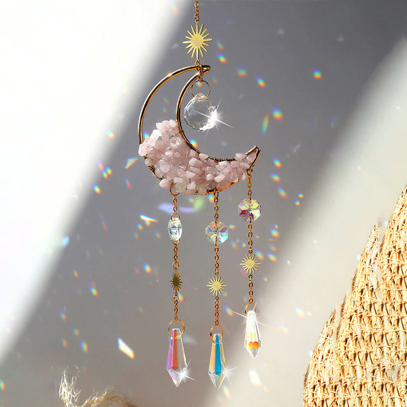 Olivenorma Natural Stone Moon Pendant Wind Chime