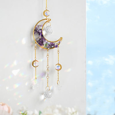 Olivenorma Natural Stone Moon Pendant Wind Chime