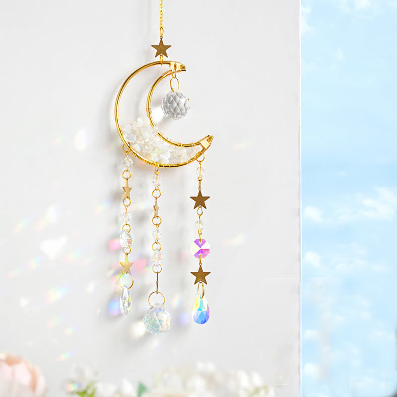 Olivenorma Natural Stone Moon Pendant Wind Chime