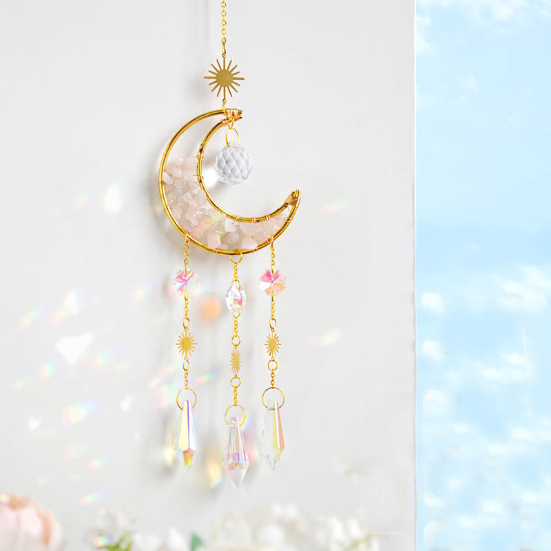 Olivenorma Natural Stone Moon Pendant Wind Chime