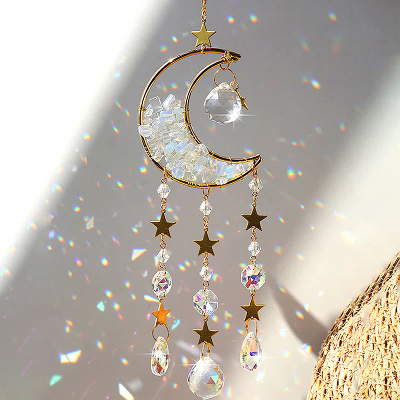 Olivenorma Natural Stone Moon Pendant Wind Chime