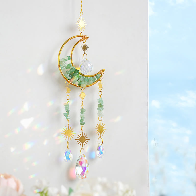 Olivenorma Natural Stone Moon Pendant Wind Chime