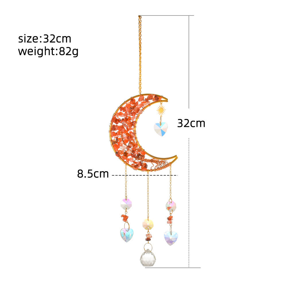 Olivenorma Natural Stone Moon Star Pendant Wind Chime