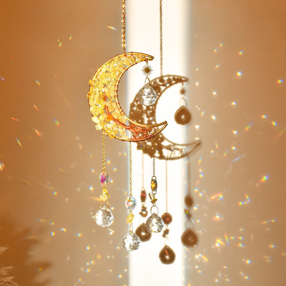 Olivenorma Natural Stone Moon Star Pendant Wind Chime