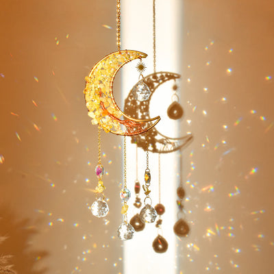 Olivenorma Natural Stone Moon Star Pendant Wind Chime