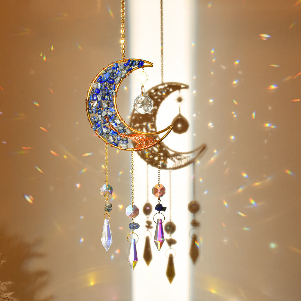 Olivenorma Natural Stone Moon Star Pendant Wind Chime