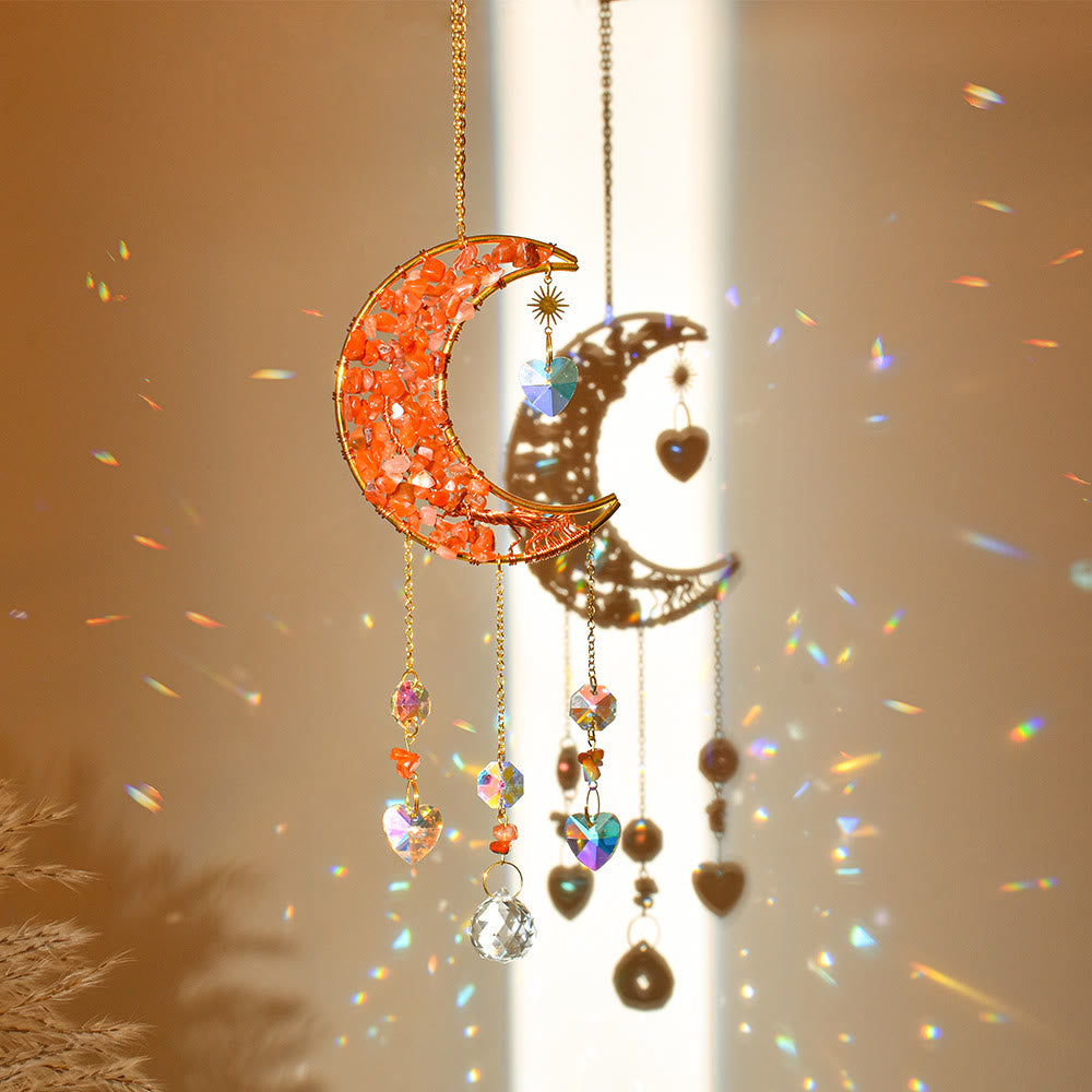 Olivenorma Natural Stone Moon Star Pendant Wind Chime