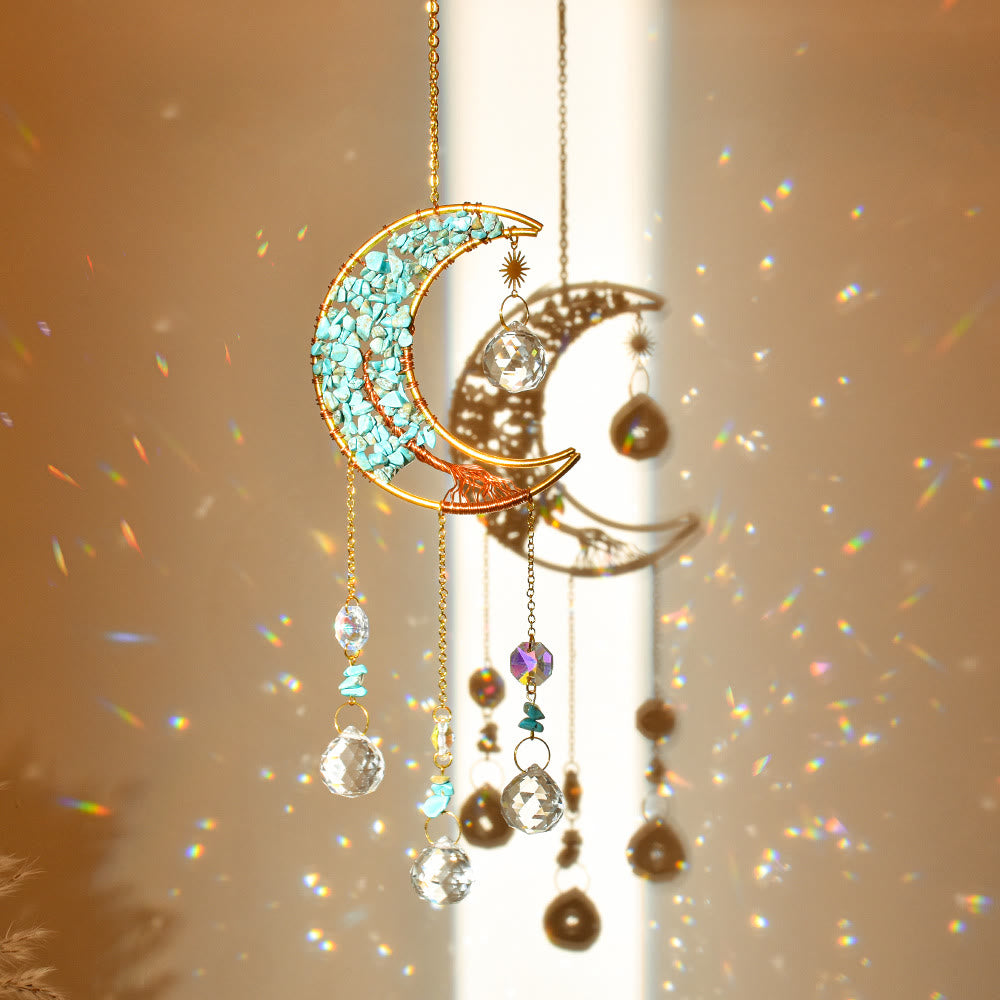 Olivenorma Natural Stone Moon Star Pendant Wind Chime