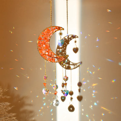 Olivenorma Natural Stone Moon Star Pendant Wind Chime