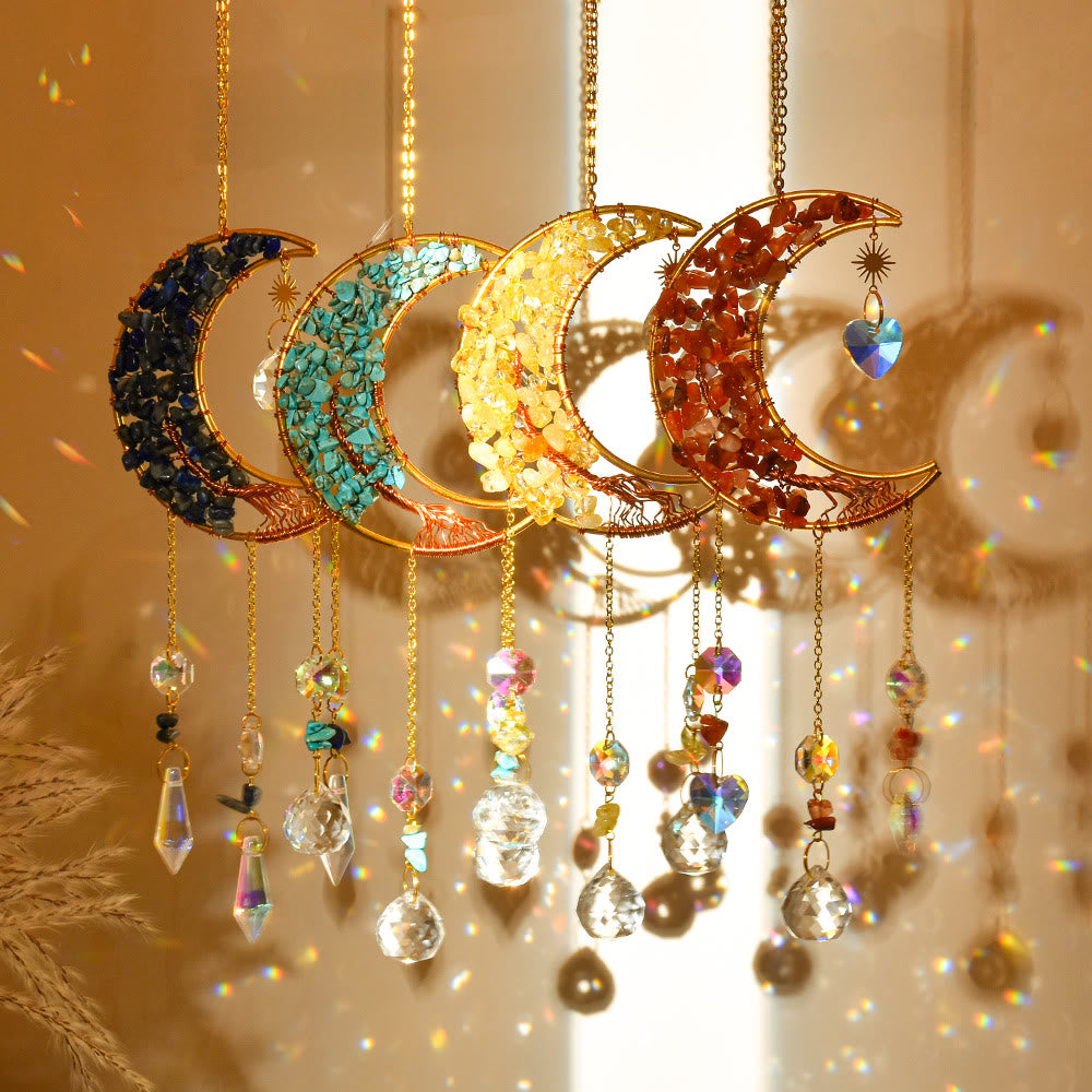 Olivenorma Natural Stone Moon Star Pendant Wind Chime