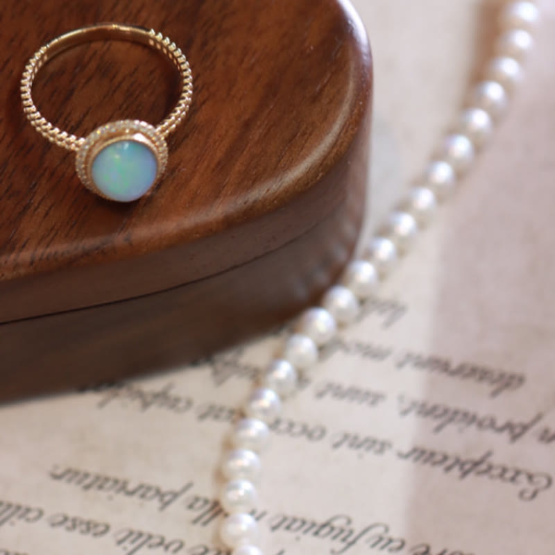 Olivenorma Oval Cut Colorful Opal With Diamonds Ring
