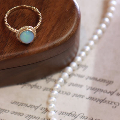 Olivenorma Oval Cut Colorful Opal With Diamonds Ring