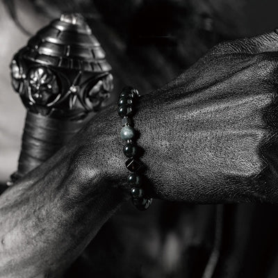 Olivenorma Dark Moon Harsh Sun Obsidian Beaded Bracelet