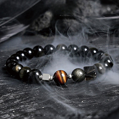 Olivenorma Dark Moon Harsh Sun Obsidian Beaded Bracelet