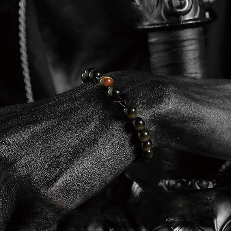 Olivenorma Dark Moon Harsh Sun Obsidian Beaded Bracelet
