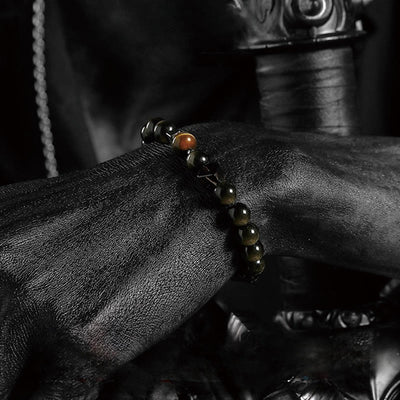 Olivenorma Dark Moon Harsh Sun Obsidian Beaded Bracelet