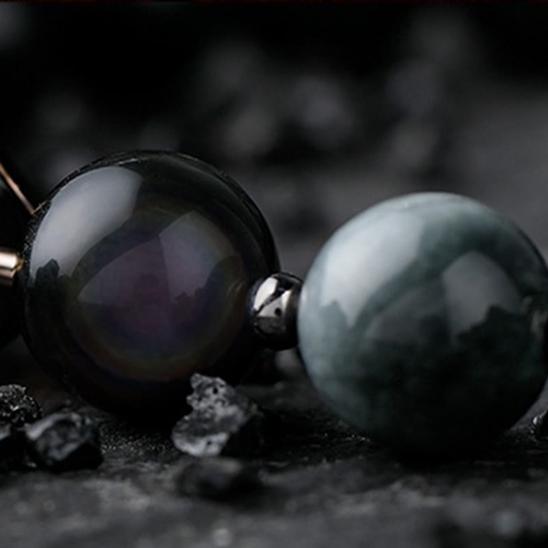 Olivenorma Dark Moon Harsh Sun Obsidian Beaded Bracelet