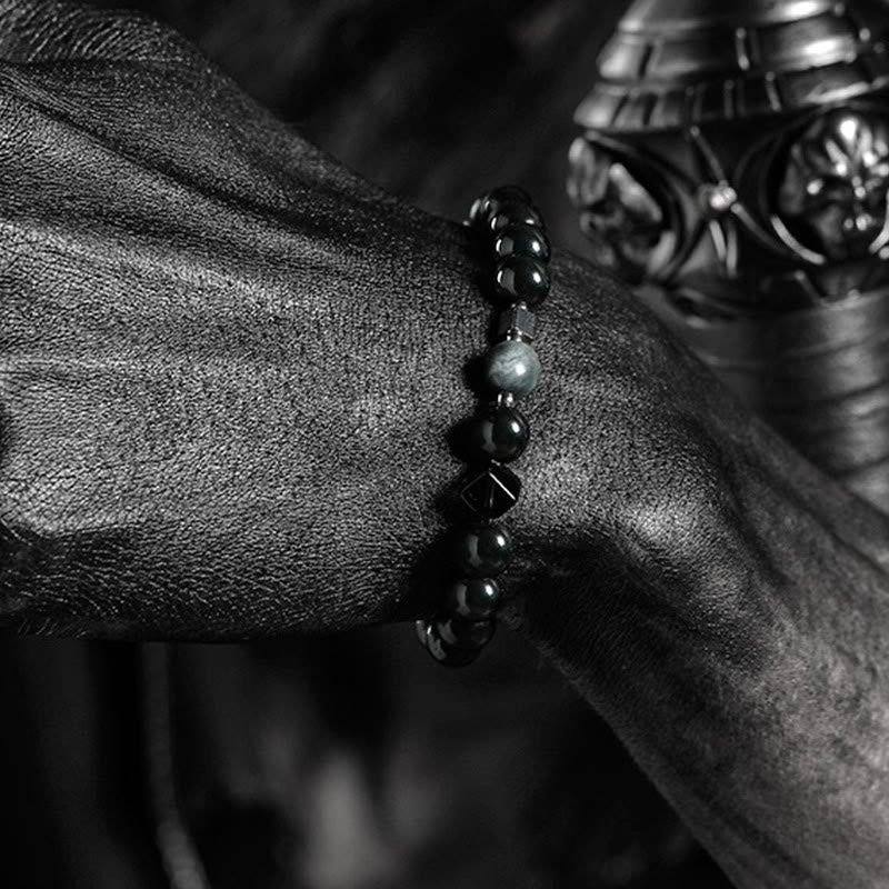 Olivenorma Dark Moon Harsh Sun Obsidian Beaded Bracelet