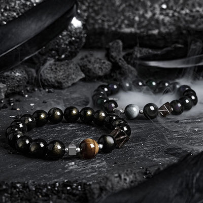 Olivenorma Dark Moon Harsh Sun Obsidian Beaded Bracelet