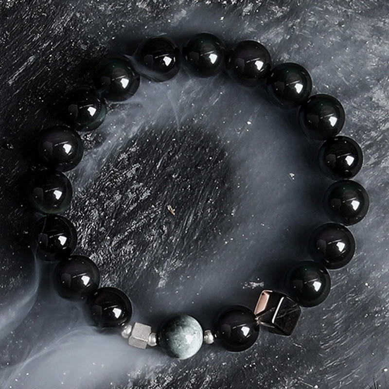 Olivenorma Dark Moon Harsh Sun Obsidian Beaded Bracelet