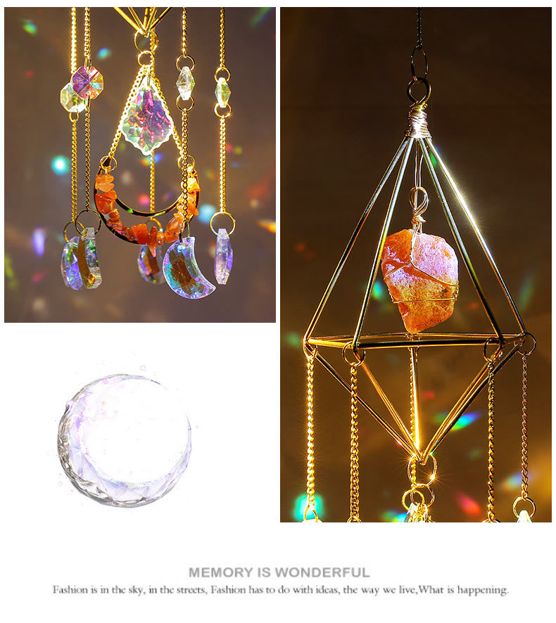 Olivenorma Natural Carnelian Suncatcher Prismatic Pendant Wind Chime