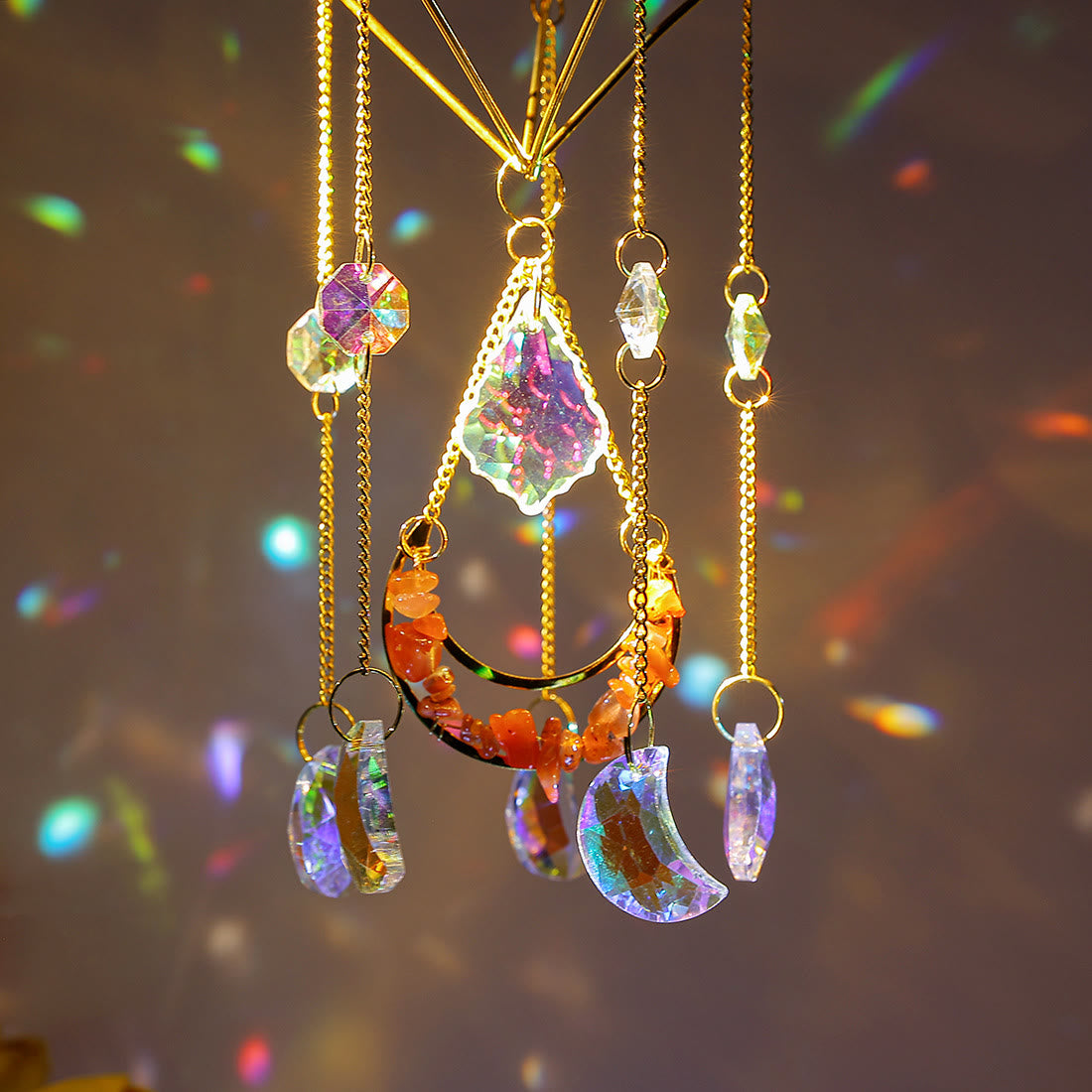 Olivenorma Natural Carnelian Suncatcher Prismatic Pendant Wind Chime