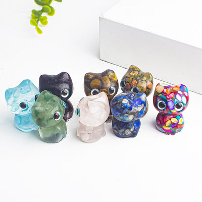 Olivenorma Crystal Epoxy Big Eyed Kitten Gemstone Decoration