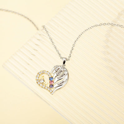 Olivenorma Mothers Birthstones Half Diamond Heart Necklace