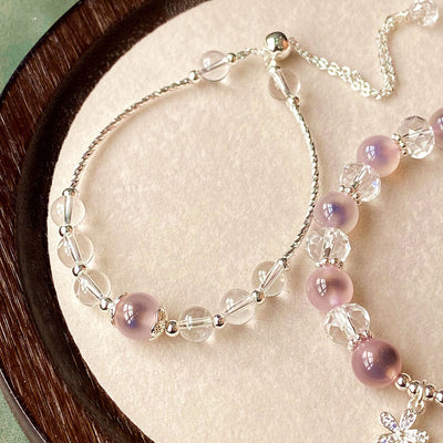 Olivenorma 2Pcs Pink Candy Agate Beaded Bracelet Set
