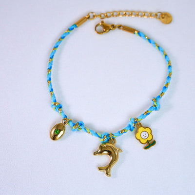 Olivenorma Colorful Braided Rope Natural Stone Pendant Necklace