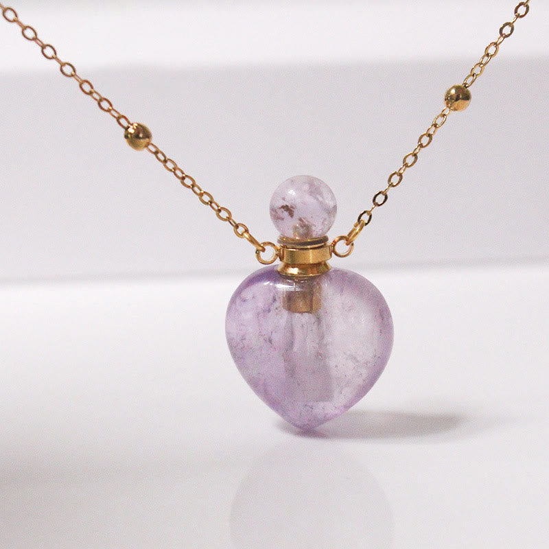 Olivenorma Crystal Essential Oil Diffuser Heart Bottle Necklace