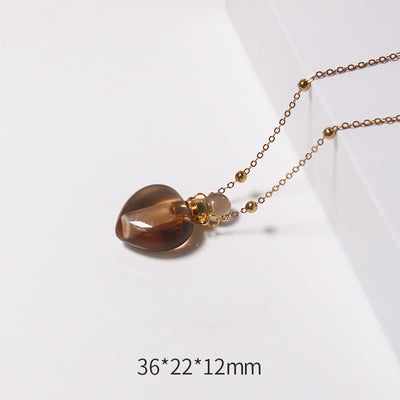Olivenorma Crystal Essential Oil Diffuser Heart Bottle Necklace