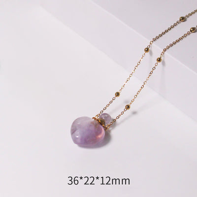 Olivenorma Crystal Essential Oil Diffuser Heart Bottle Necklace