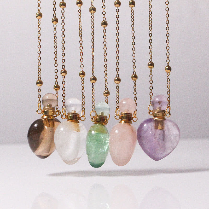 Olivenorma Crystal Essential Oil Diffuser Heart Bottle Necklace