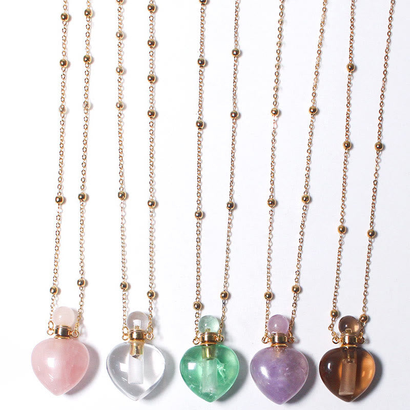 Olivenorma Crystal Essential Oil Diffuser Heart Bottle Necklace