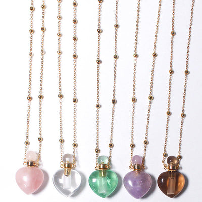 Olivenorma Crystal Essential Oil Diffuser Heart Bottle Necklace