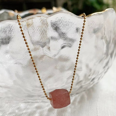 Olivenorma Natural Crystal Square Roller Cut Pendant Necklace