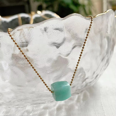 Olivenorma Natural Crystal Square Roller Cut Pendant Necklace