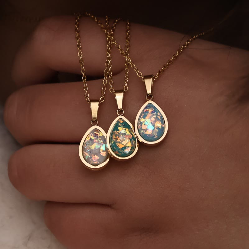 Olivenorma French Natural Opal Water Drop Pendant Necklace