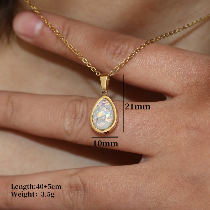 Olivenorma French Natural Opal Water Drop Pendant Necklace